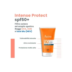 Eau Thermale Avène Intense Protect Fluido Ultra Protezione SPF 50+ Protezione Molto Alta Solare per Pelle Sensibile, 150ml