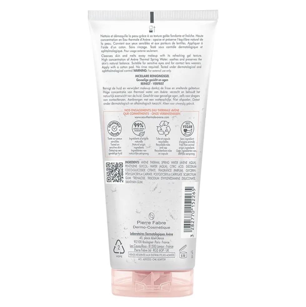 Eau Thermale Avène Les Essentiels - Gel Micellare Struccante per Pelle Sensibile, 200ml