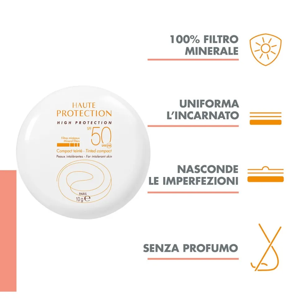 Eau Thermale Avène Solare Compatto SPF50+ Pelli Intolleranti Colore Sabbia, 10g