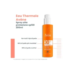 Eau Thermale Avène Spray Solare SPF30 Alta Protezione Solare per Pelle Sensibile, 200ml