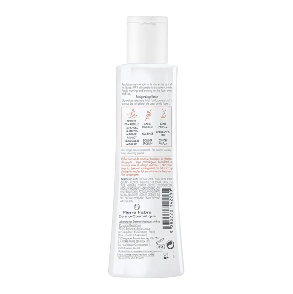 Eau Thermale Avène Tolèrance - Lozione Detergente in Gel Struccante Viso Occhi Labbra, 200ml