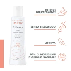 Eau Thermale Avène Tolèrance - Lozione Detergente in Gel Struccante Viso Occhi Labbra, 200ml