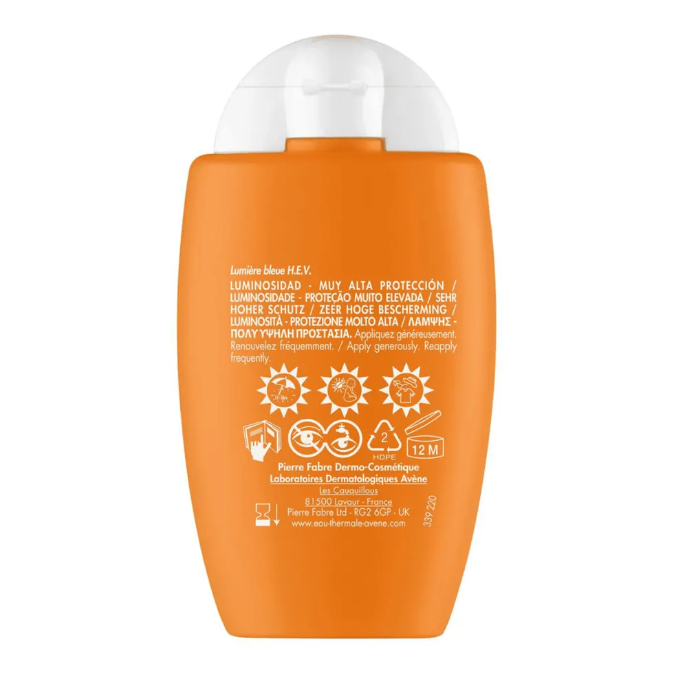 Eau Thermale Avène Ultra Fluid Luminositè Protezione Molto Alta SPF50+ Solare per Pelle Sensibile, 50ml