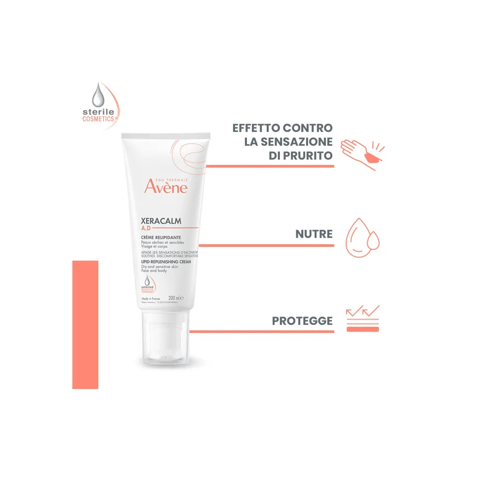 Eau Thermale Avène XeraCalm A.D. - Crema Liporestitutiva Pelli Secche, 200ml