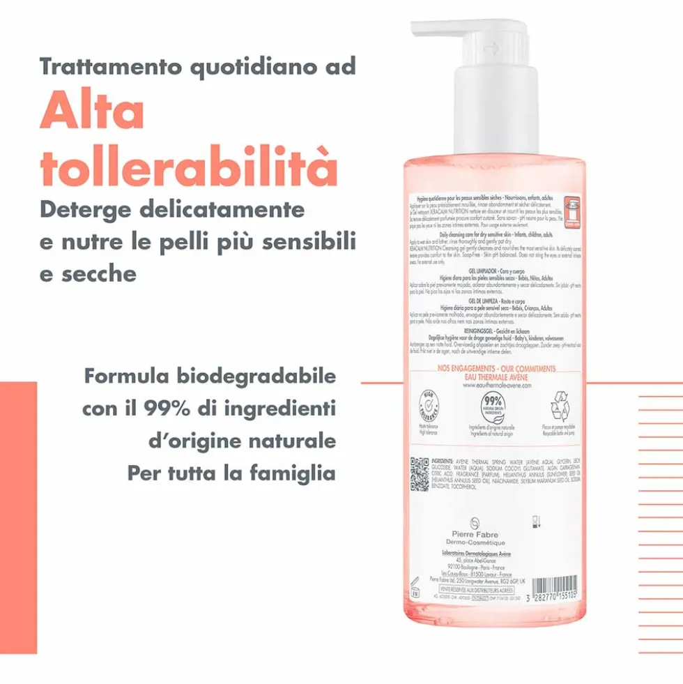 Eau Thermale Avène XeraCalm Nutrition - Gel Detergente per Pelle Secca, 500ml