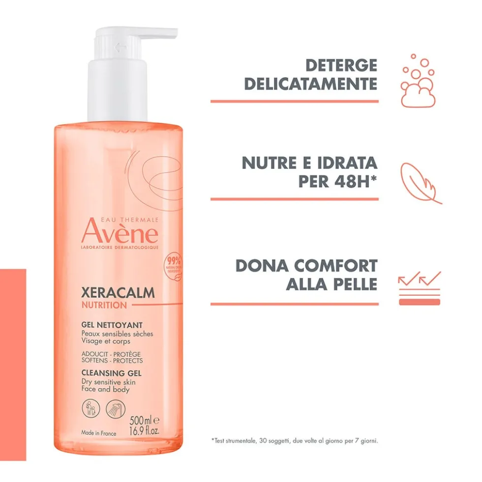 Eau Thermale Avène XeraCalm Nutrition - Gel Detergente per Pelle Secca, 500ml