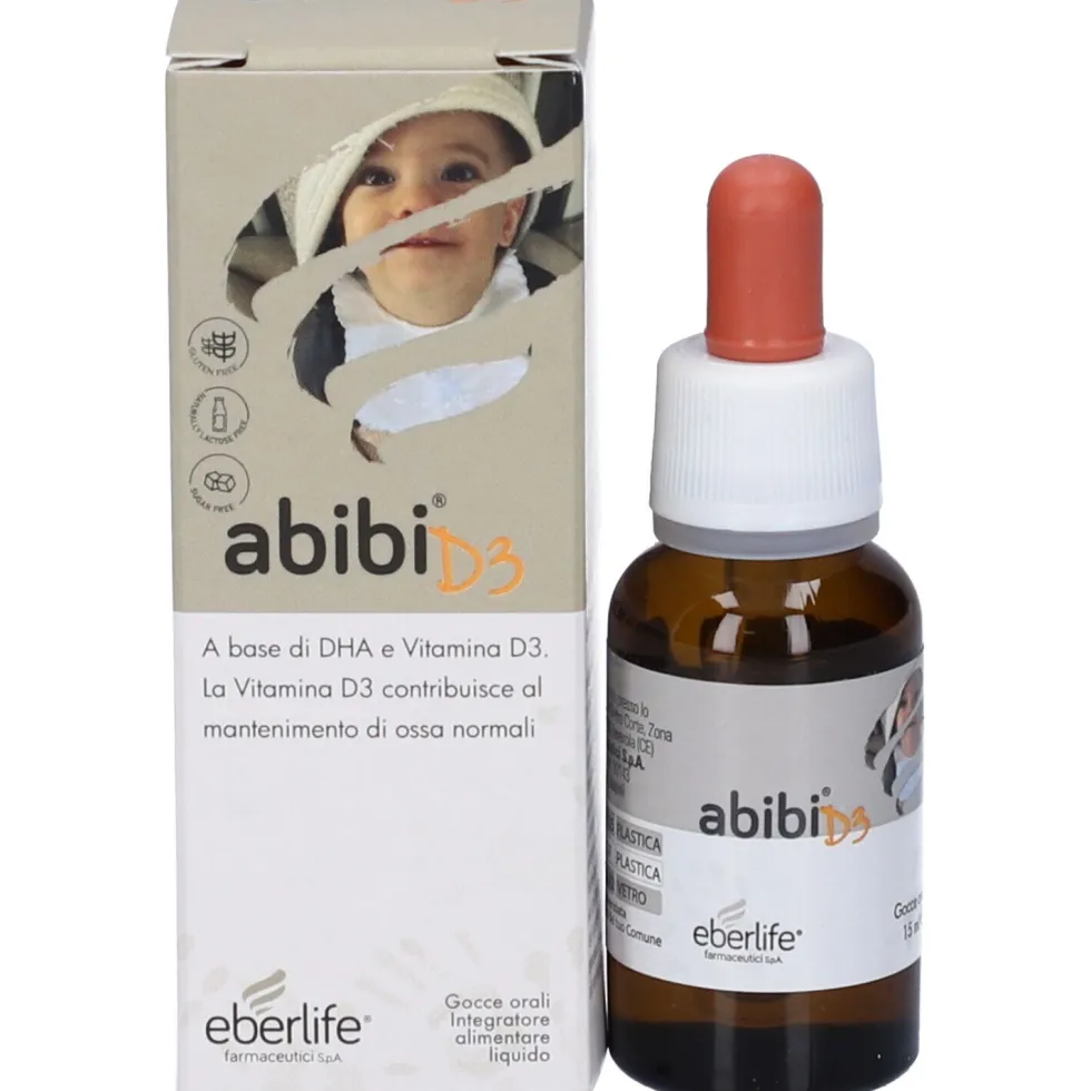 Eberlife Farmaceutici Abibi D3 Integratore di vitamina D3 per ossa e muscoli, 15 ml