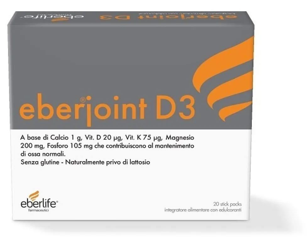Eberlife Farmaceutici Eberjoint D3 Integratore Calcio Vitamina D K e Magnesio, 20 Stick Pack