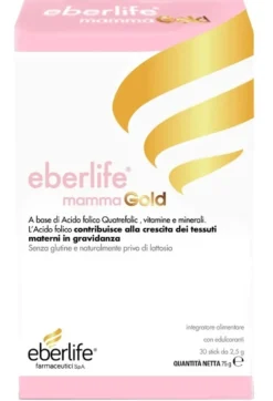 Eberlife Mamma Gold - Integratore alimentare per la gravidanza con acido folico, 30 stick da 2,5 g