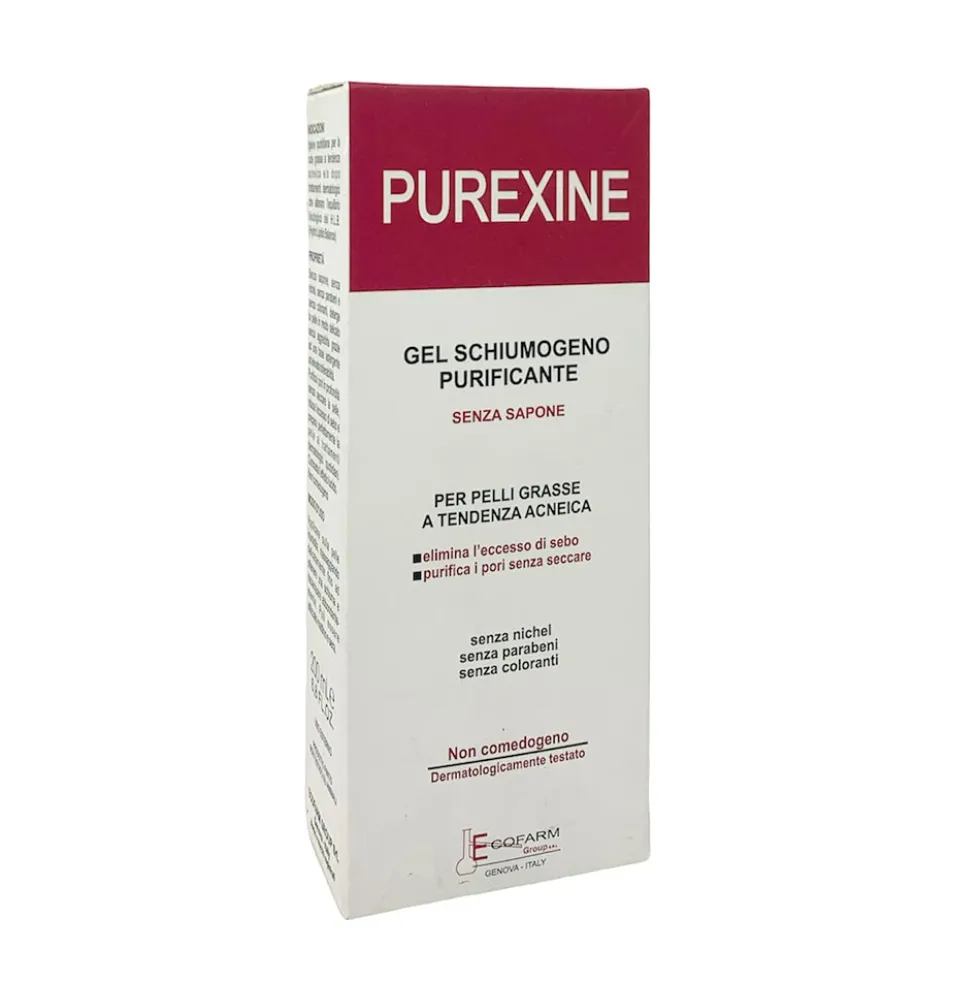 Ecofarm Group Purexine Gel Schiumogeno Purificante per pelli Grasse, 200ml