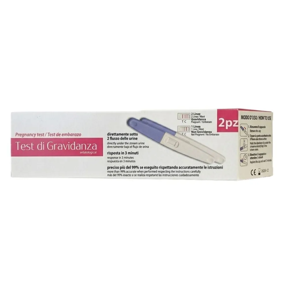 E.FA.S. Test di gravidanza - Kit per la ricerca dell'ormone hCG nelle urine, 2 pezzi monouso