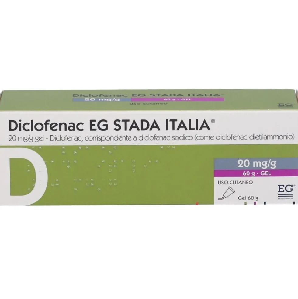 EG Diclofenac 20 mg/g - Gel antidolorifico e antinfiammatorio per i dolori muscolari, 60 g