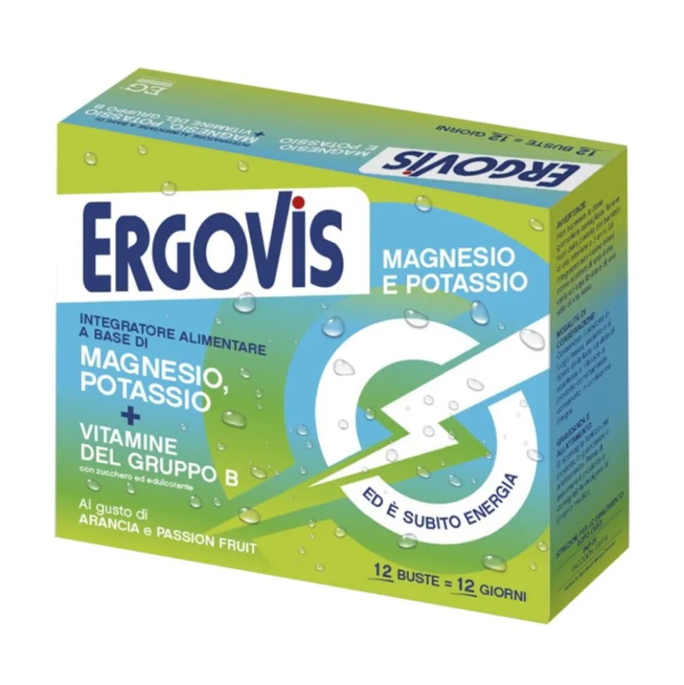 EG Ergovis Magnesio e Potassio - Integratore per la stanchezza, 12 bustine da 10 g