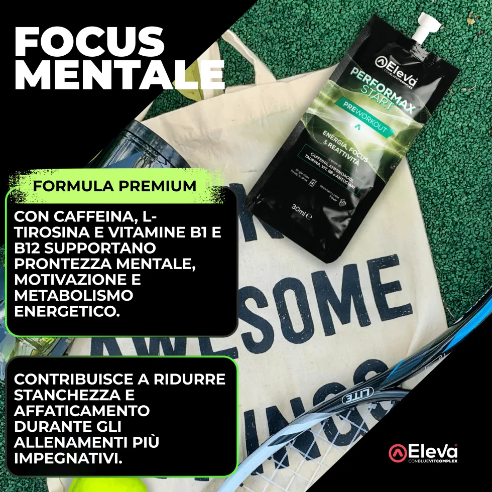 Eleva Performax Start - Integratore pre-allenamento per energia e resistenza, 12 shot da 30 ml