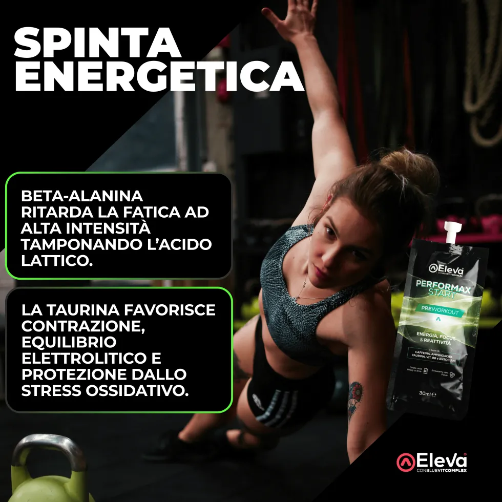 Eleva Performax Start - Integratore pre-allenamento per energia e resistenza, 12 shot da 30 ml
