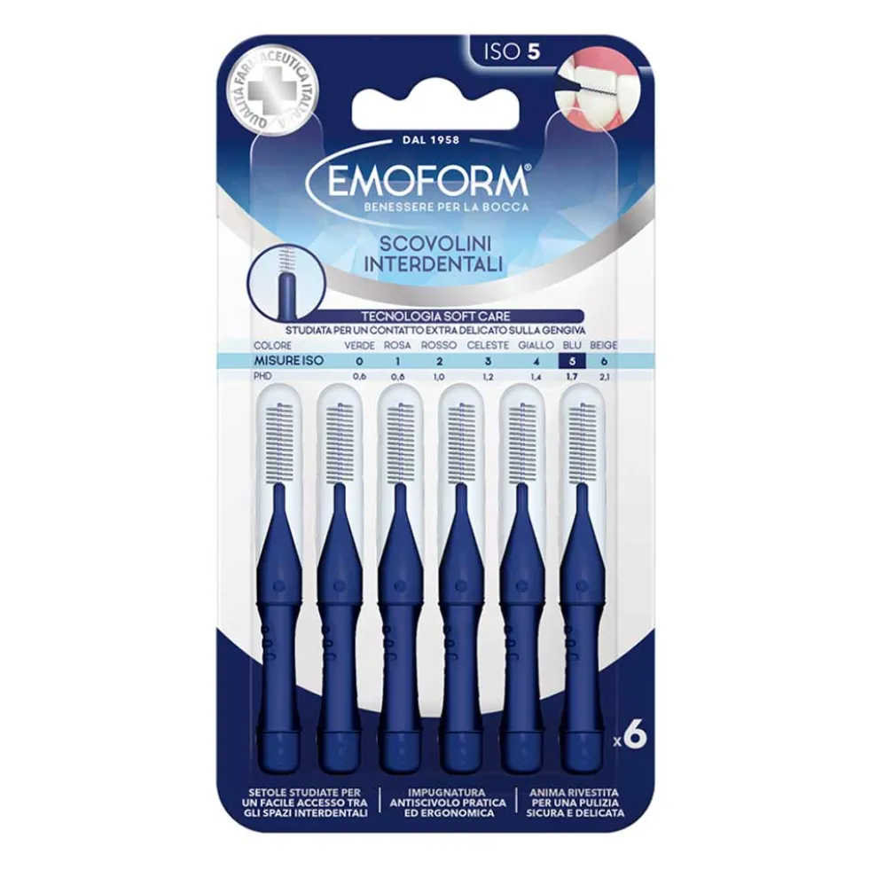 Emoform Scovolino Interdentale ISO 5 PhD 1.7 Colore Blu, 6 Pezzi