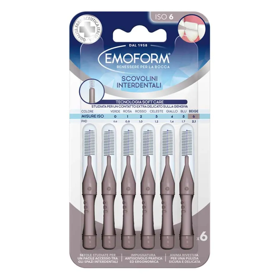 Emoform Scovolino Interdentale ISO 6 PhD 2.1 Colore Beige, 6 Pezzi