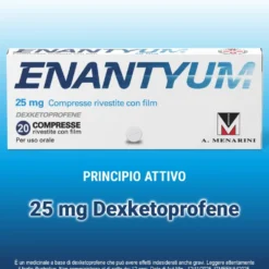 Enantyum 25 mg - Antidolorifico al dexketoprofene per i dolori acuti, 20 compresse rivestite