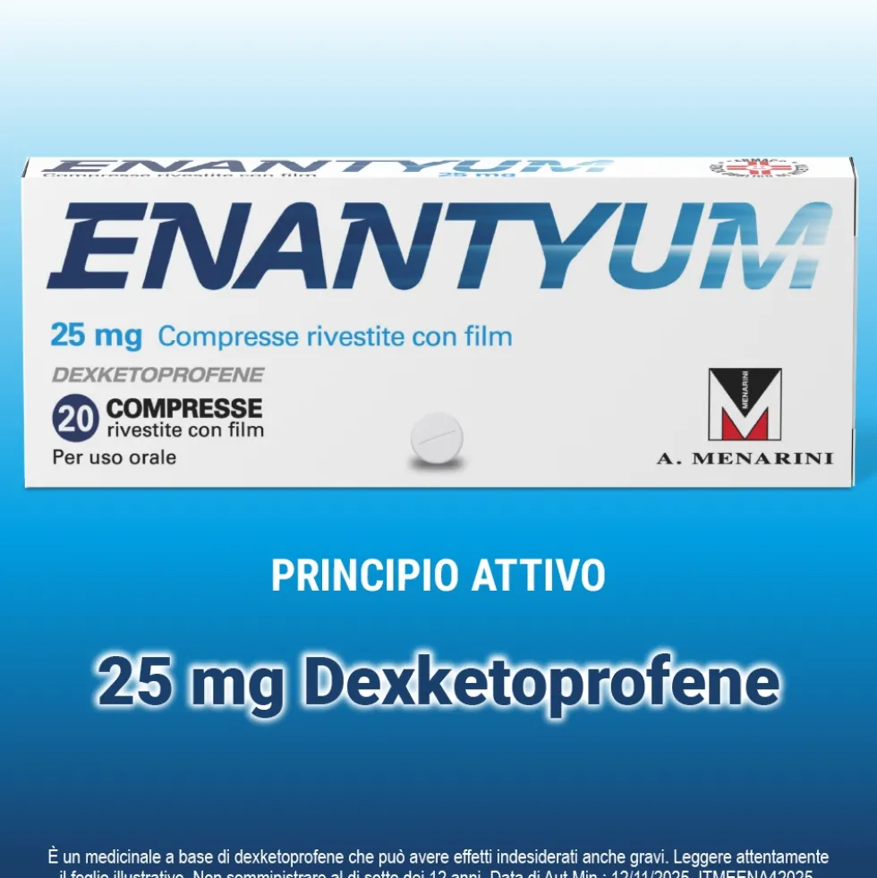 Enantyum 25 mg - Antidolorifico al dexketoprofene per i dolori acuti, 20 compresse rivestite