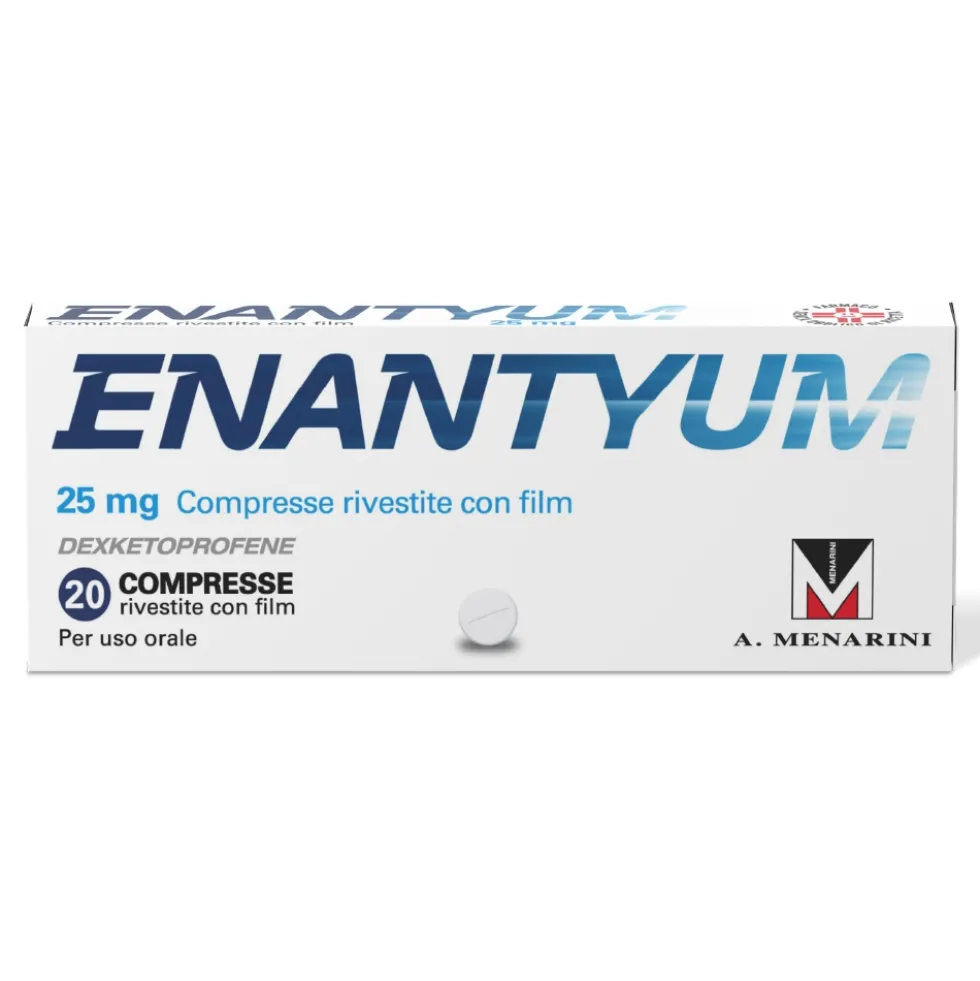 Enantyum 25 mg - Antidolorifico al dexketoprofene per i dolori acuti, 20 compresse rivestite