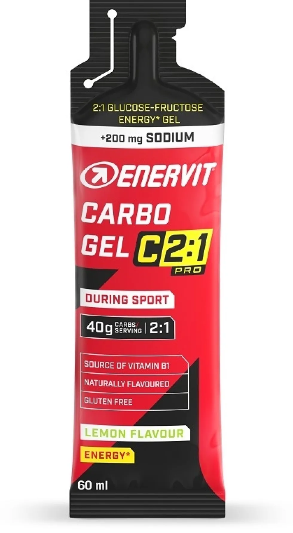 Enervit C2:1 Pro Carbo Gel - Gel energetico al limone con sodio per l'attività sportiva, 60 ml