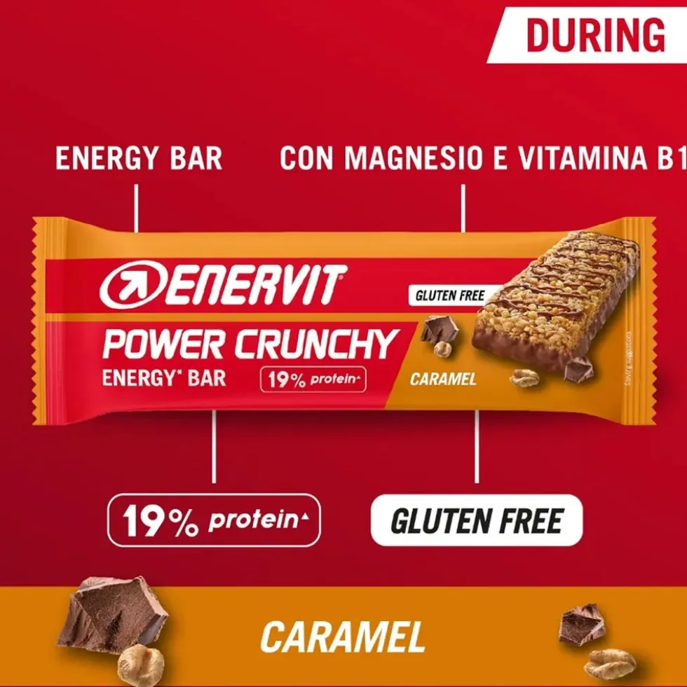 Enervit Power Crunchy Caramel - Barretta energetica per l'energia durante l'allenamento, 40 g