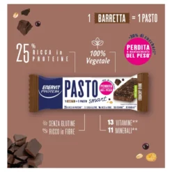 Enervit Protein Pasto Smart Croccante Fondente - Barretta sostitutiva del pasto per la linea, 55 g