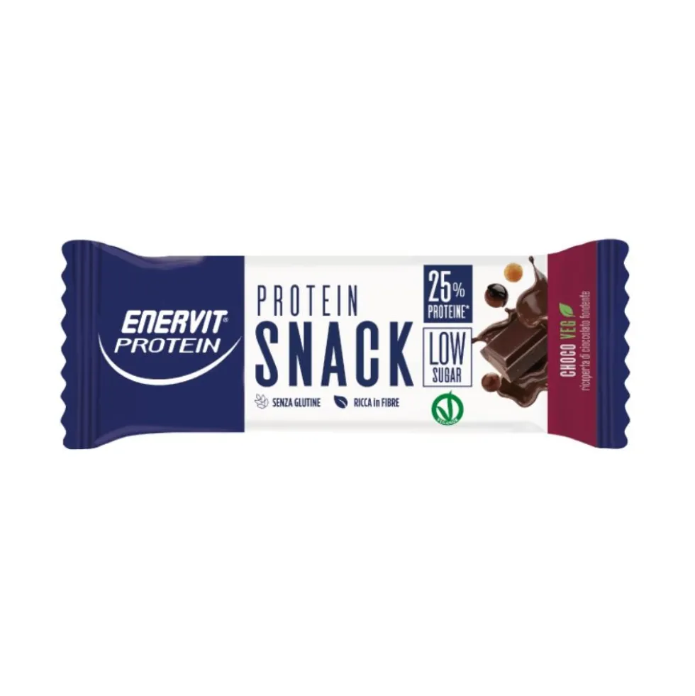 Enervit Protein Snack Choco Veg - Barretta proteica vegana per la massa muscolare, 33 g
