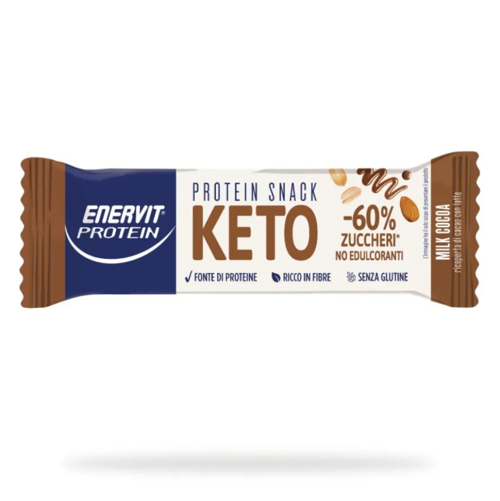 Enervit Protein Snack Keto Milk Cocoa - Barretta proteica per la dieta chetogenica, 35 g