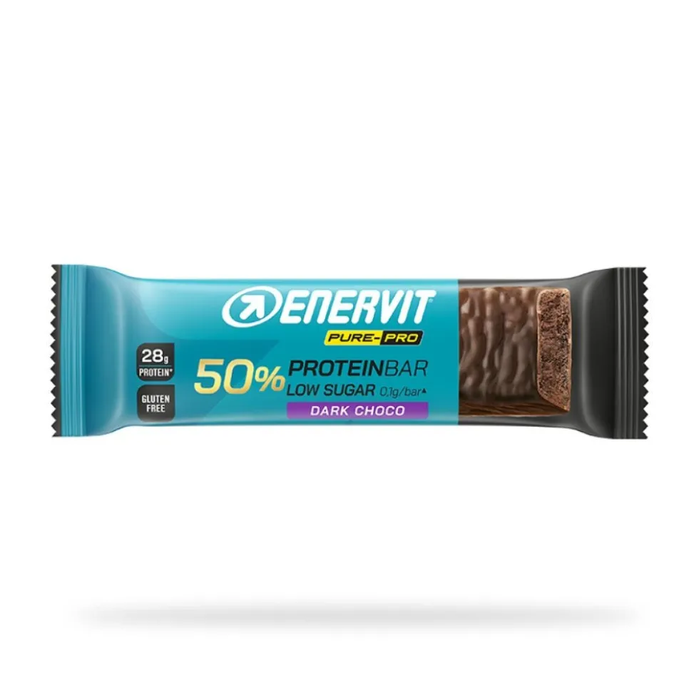 Enervit Pure-Pro 50% - Barretta proteica al cioccolato fondente per il recupero muscolare, 55 g