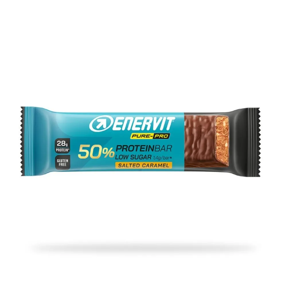 Enervit Pure-Pro 50% Caramello Salato - Barretta proteica per la massa muscolare, 55 g
