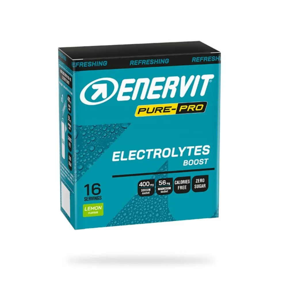 Enervit Pure-Pro Electrolytes Boost Limone - Integratore per il reintegro salino, 16 bustine da 4 g