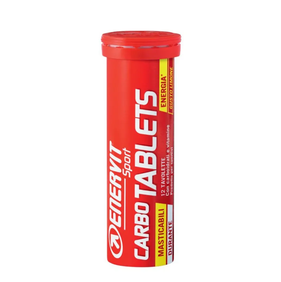 Enervit Sport Carbo Tablets - Integratore energetico al limone per lo sport, 12 tavolette