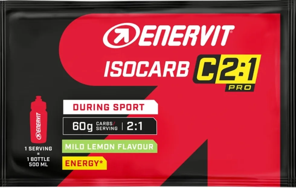 Enervit Sport Isocarb 2:1 - Bevanda isotonica al limone per l'energia sportiva, busta da 65 g