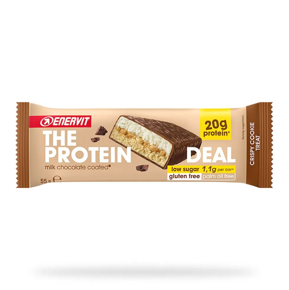 Enervit The Protein Deal Crispy Cookie Treat - Barretta proteica per la massa muscolare, 55 g