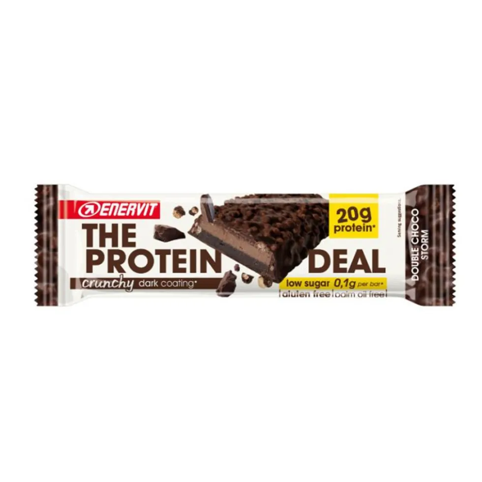 Enervit The Protein Deal Double Choco Storm - Barretta proteica per la massa muscolare, 55 g