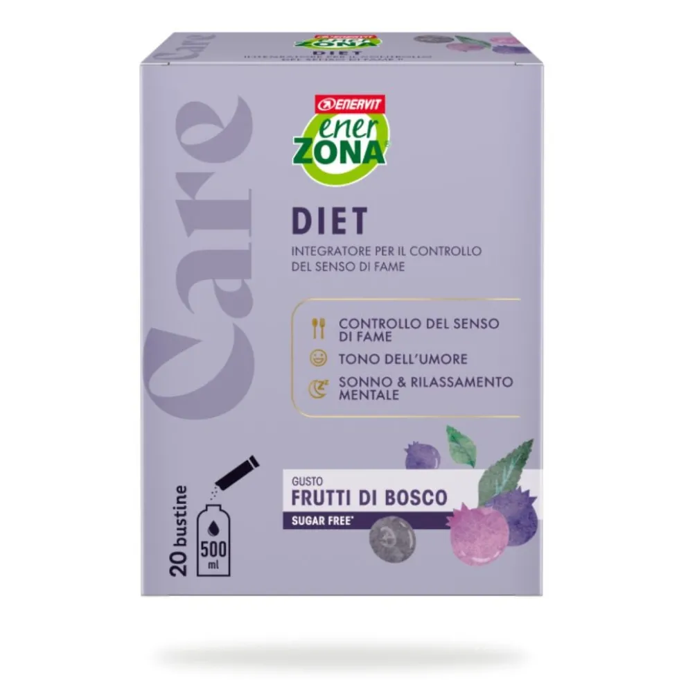 EnerZona Care - DIET Integratore Controllo del Senso di Fame Gusto Frutti di Bosco, 20 Bustine