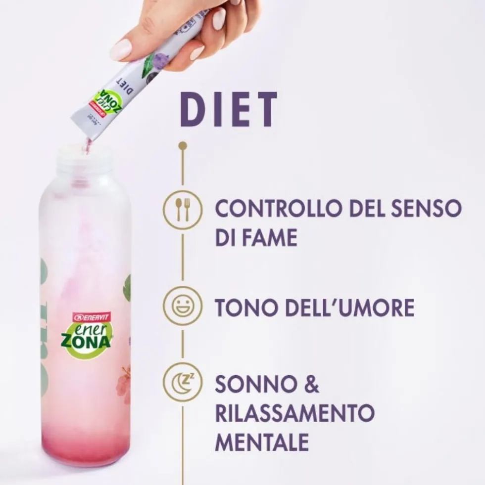 EnerZona Care - DIET Integratore Controllo del Senso di Fame Gusto Frutti di Bosco, 20 Bustine