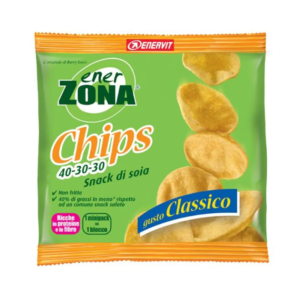 EnerZona Chips gusto classico - Snack di soia per uno spuntino bilanciato, 1 sacchetto da 23 g