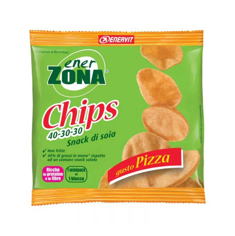 EnerZona Chips snack di soia gusto pizza - Snack proteico per il dimagrimento, 1 sacchetto da 23 g