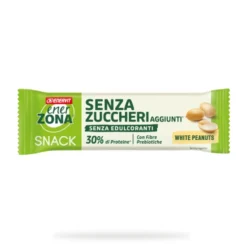 EnerZona Snack Arachidi e Cioccolato Bianco - Barretta proteica senza zuccheri aggiunti, 33 g