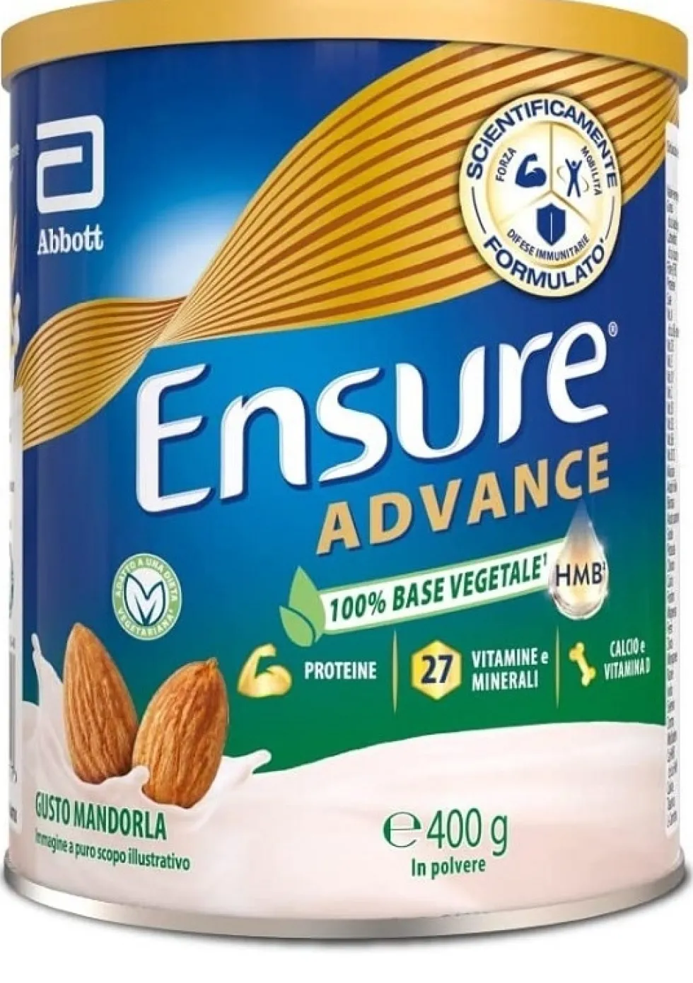 Ensure Advance integratore vegetale 100% - Polvere alla mandorla per muscoli ed energia, 400 g