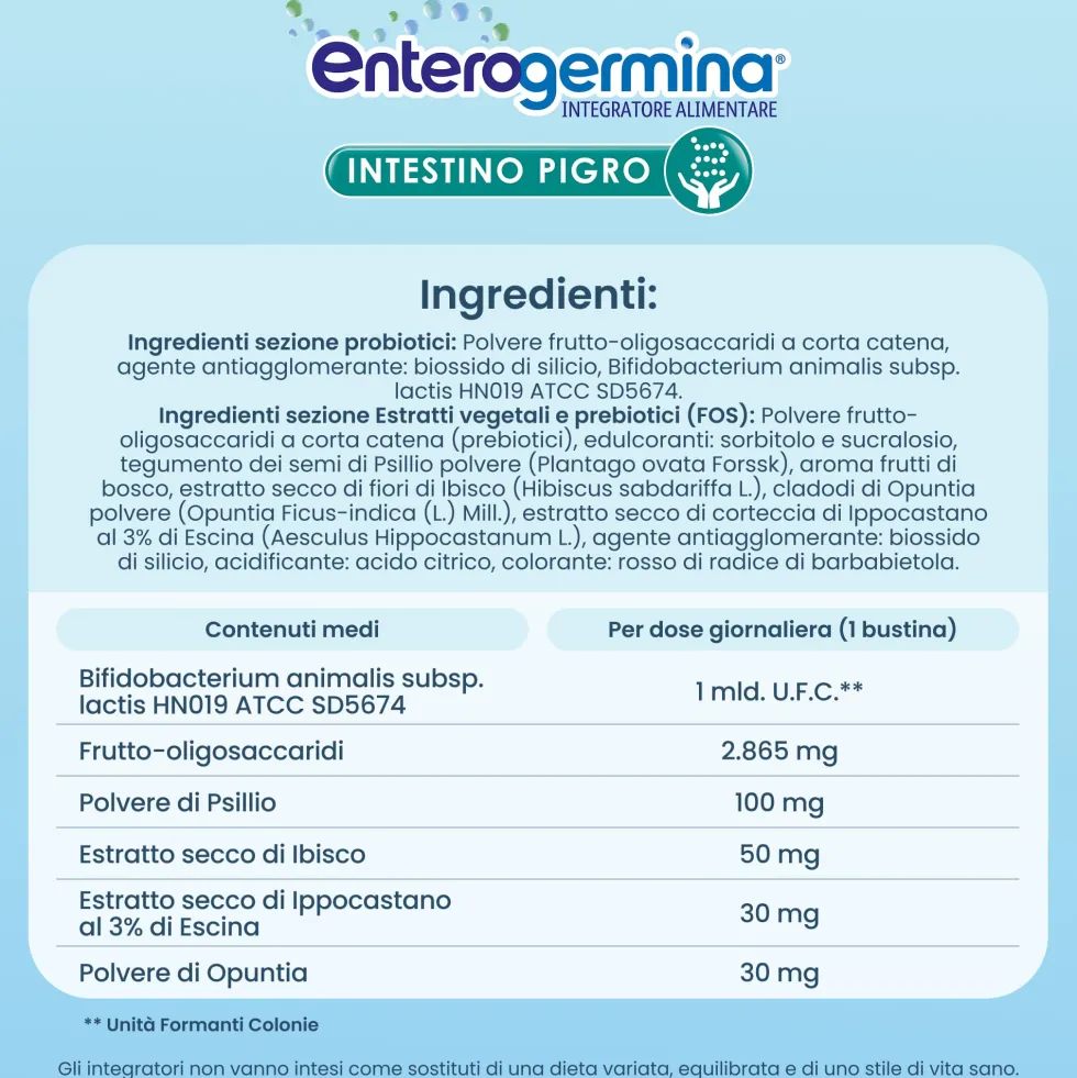 Enterogermina Intestino Pigro Integratore Alimentare, 20 bustine