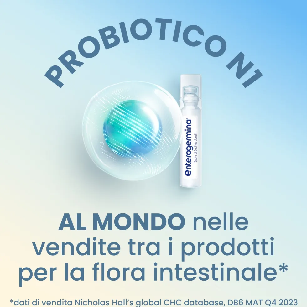 Enterogermina 2 Miliardi/5ml Sospensione Orale Ripristino Flora Microbica Intestinale, 10 Flaconcini