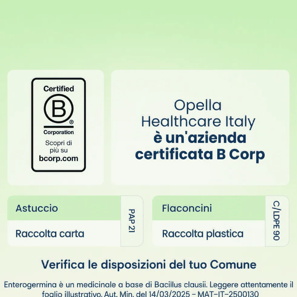 Enterogermina 2 Miliardi/5ml Sospensione Orale Ripristino Flora Microbica Intestinale, 10 Flaconcini