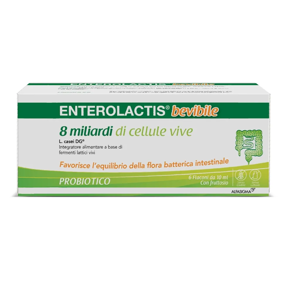 Enterolactis Bevibile Integratore di Fermenti Lattici Vivi, 6 Flaconi