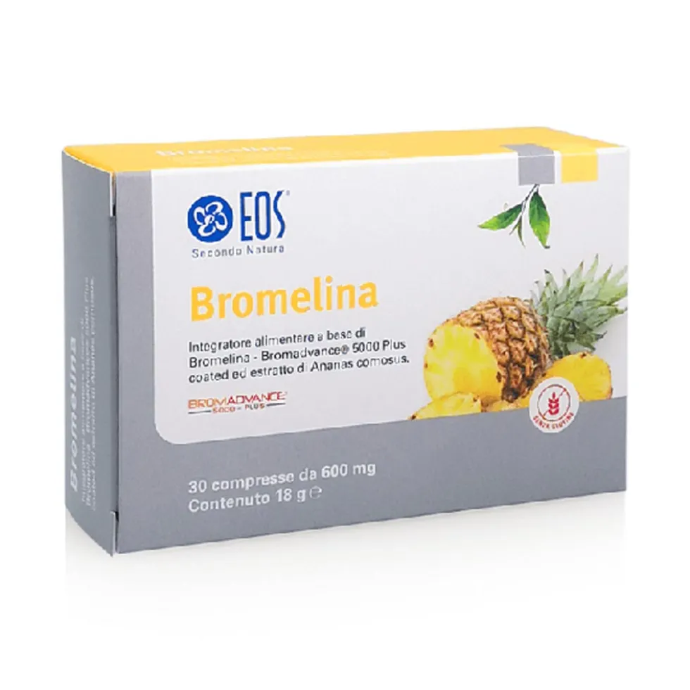 Eos Bromelina - Integratore alimentare per la digestione e l'infiammazione, 30 compresse da 600 mg
