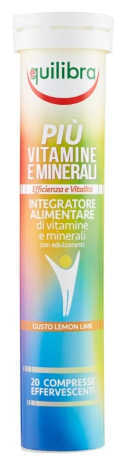 Equilibra Piu' Vitamine E Minerali Gusto Lemon Lime 20 Compresse Efferfescenti