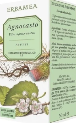 Erbamea Agnocasto - Integratore in gocce per i disturbi del ciclo mestruale, 50 ml