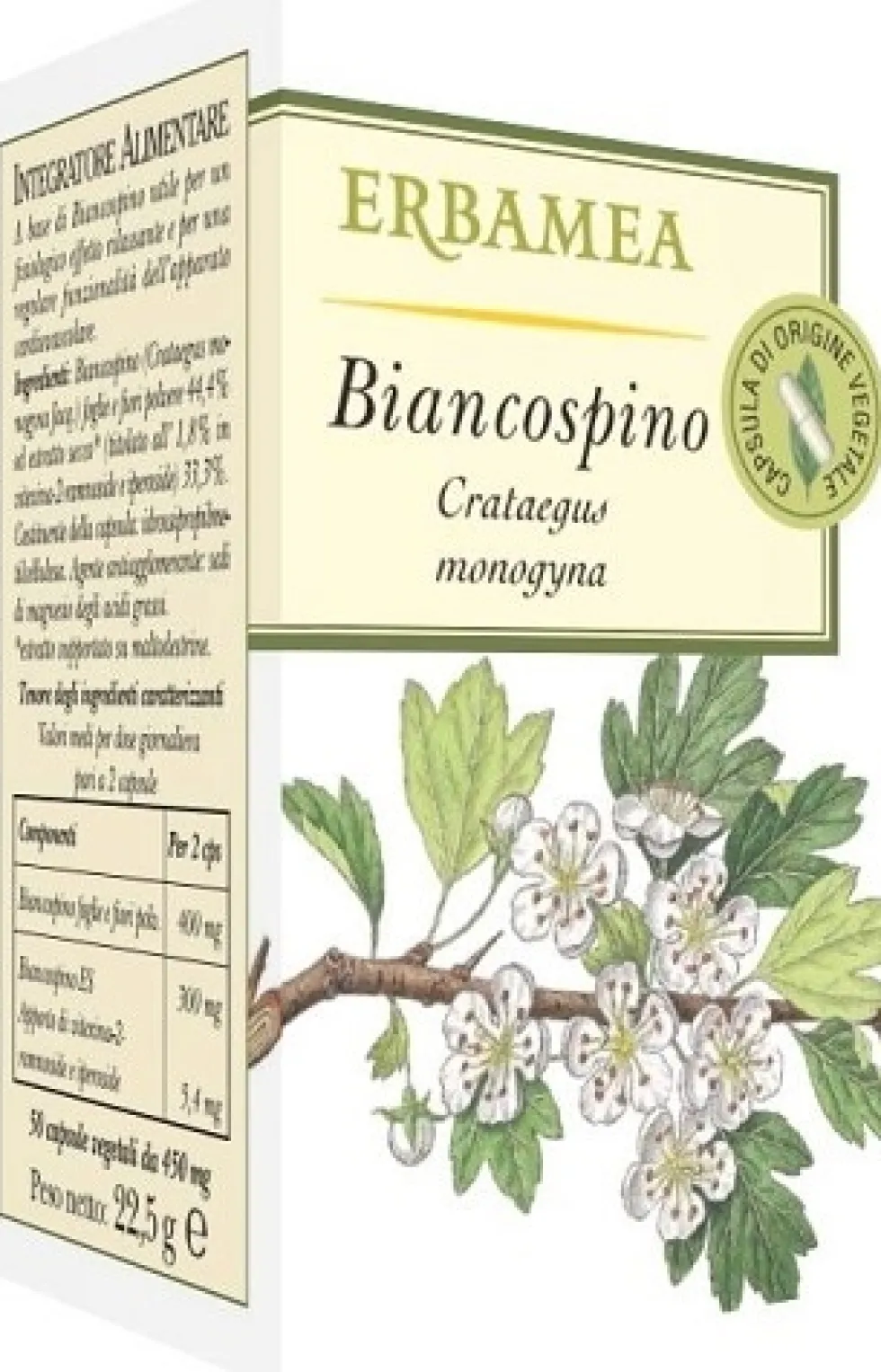 Erbamea Biancospino Integratore Rilassamento e Benessere Cardiovascolare, 50 Opercoli